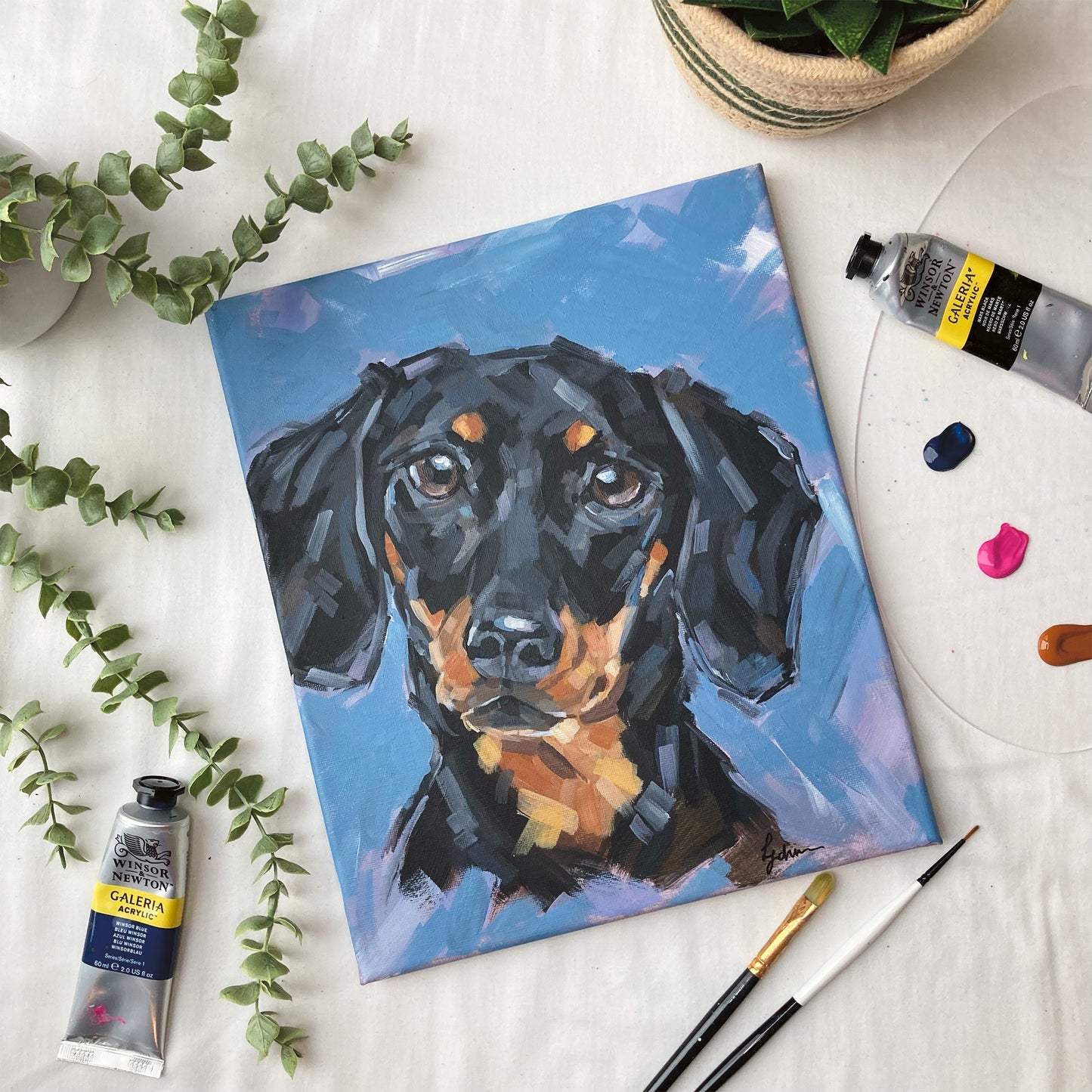 Original Dachshund Painting - Bailey
