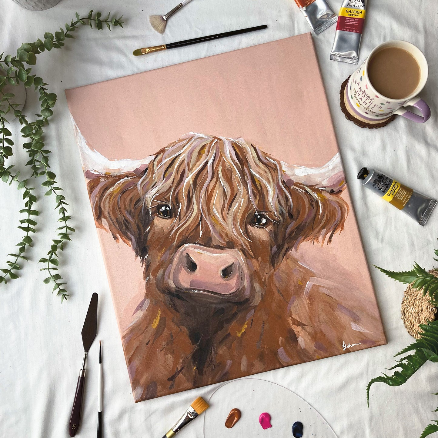 Original Highland Cow Painting - Dotty