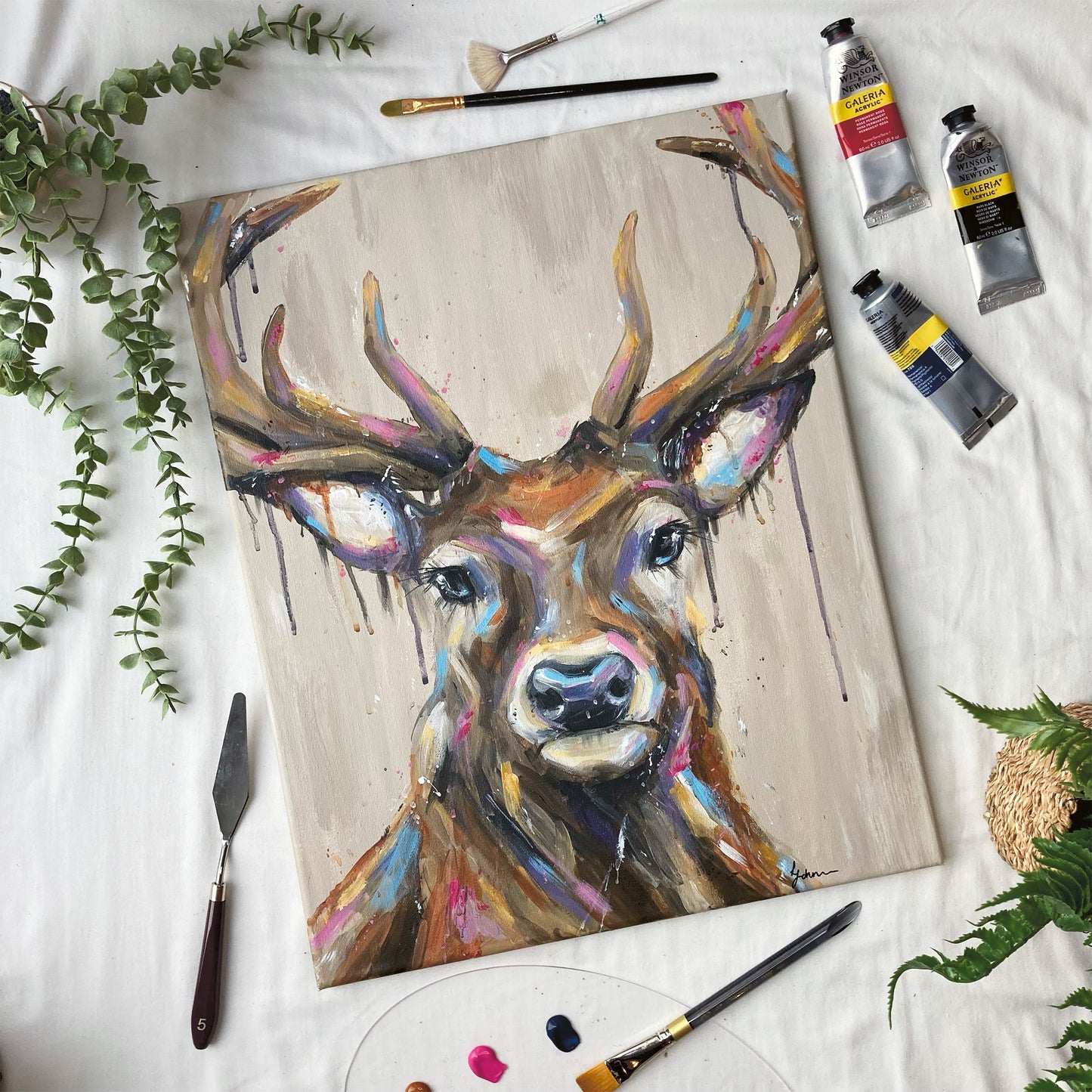 Original Stag Painting - Leon