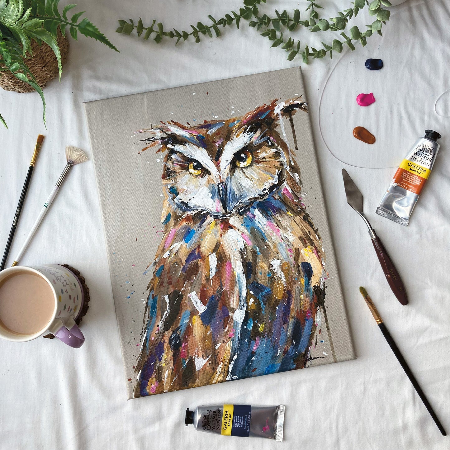 Original Owl Painting - Luna