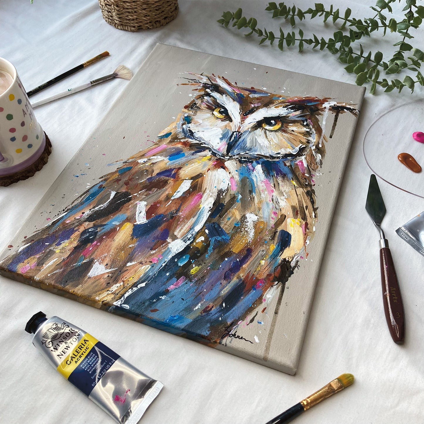 Original Owl Painting - Luna
