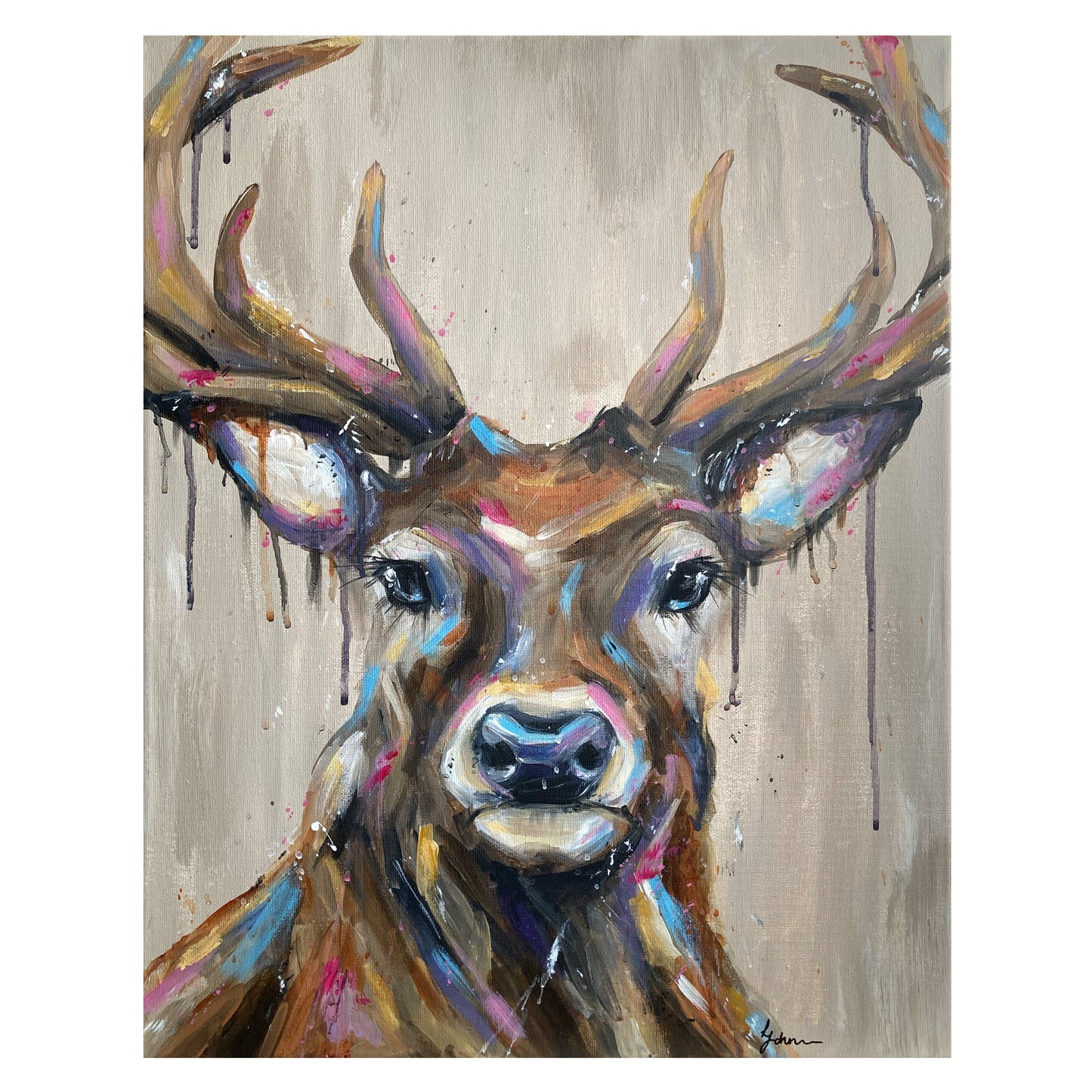 Original Stag Painting - Leon