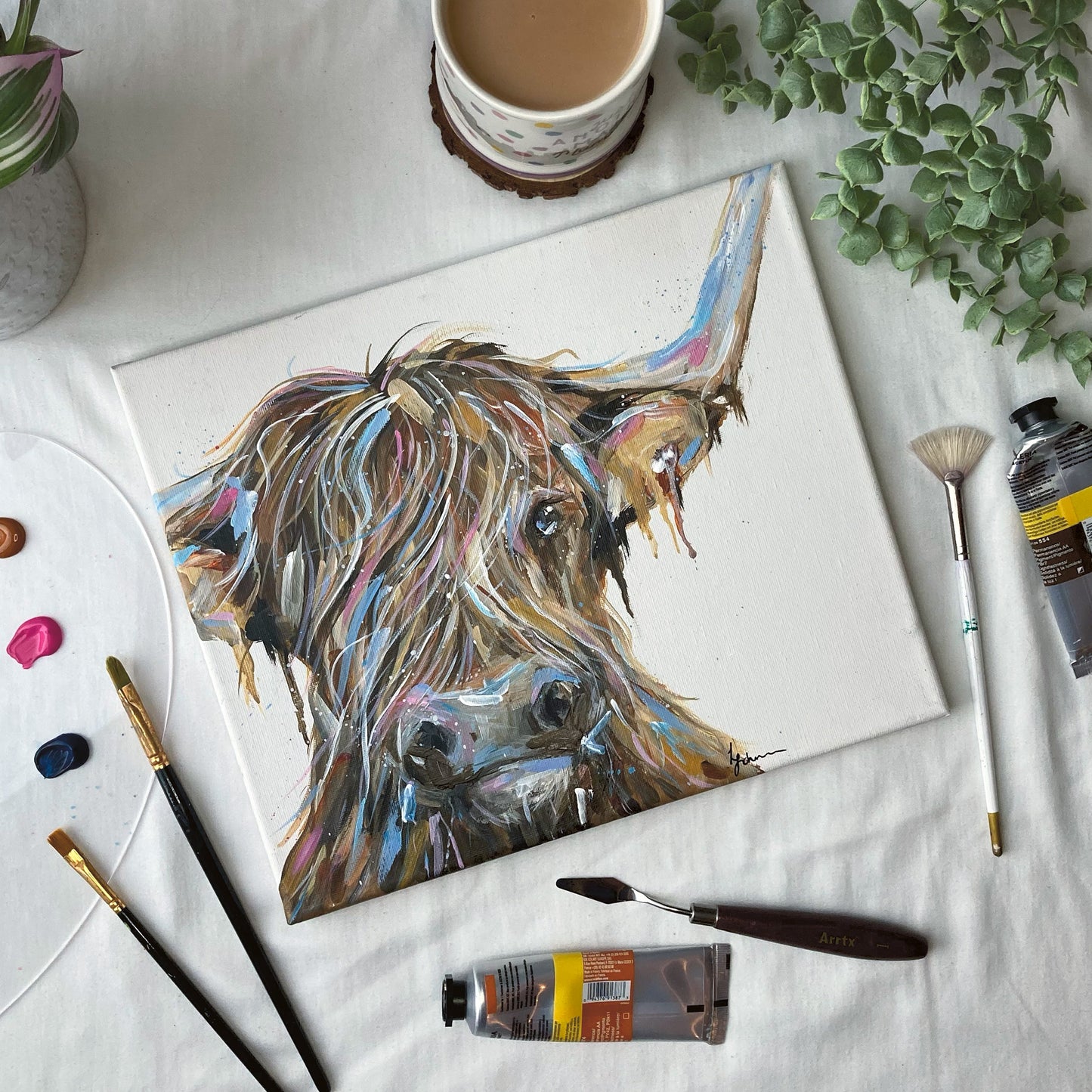 Original Highland Cow Painting - Winston